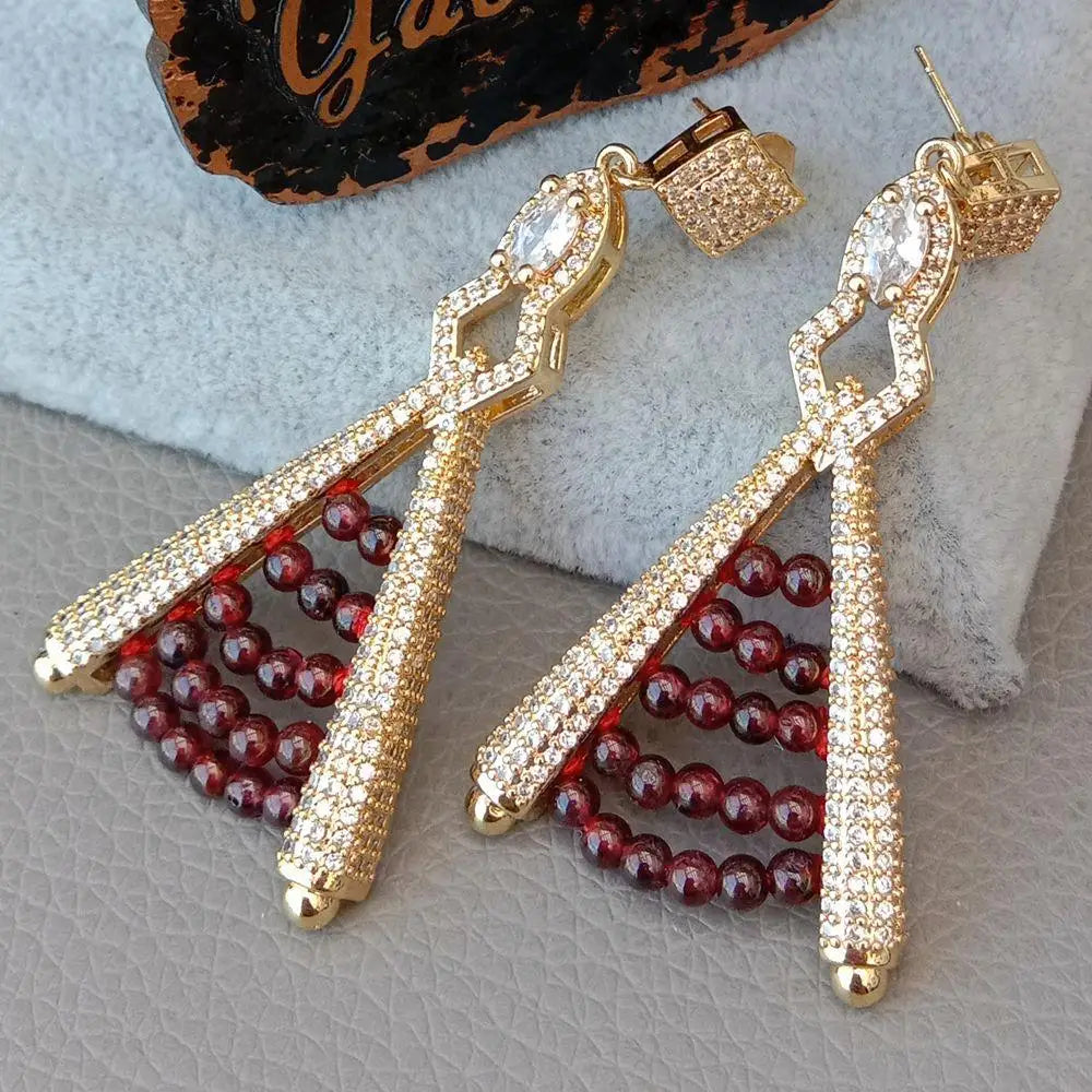 Vintage Red Garnet Stud Earrings Bridal Wedding Jewelry