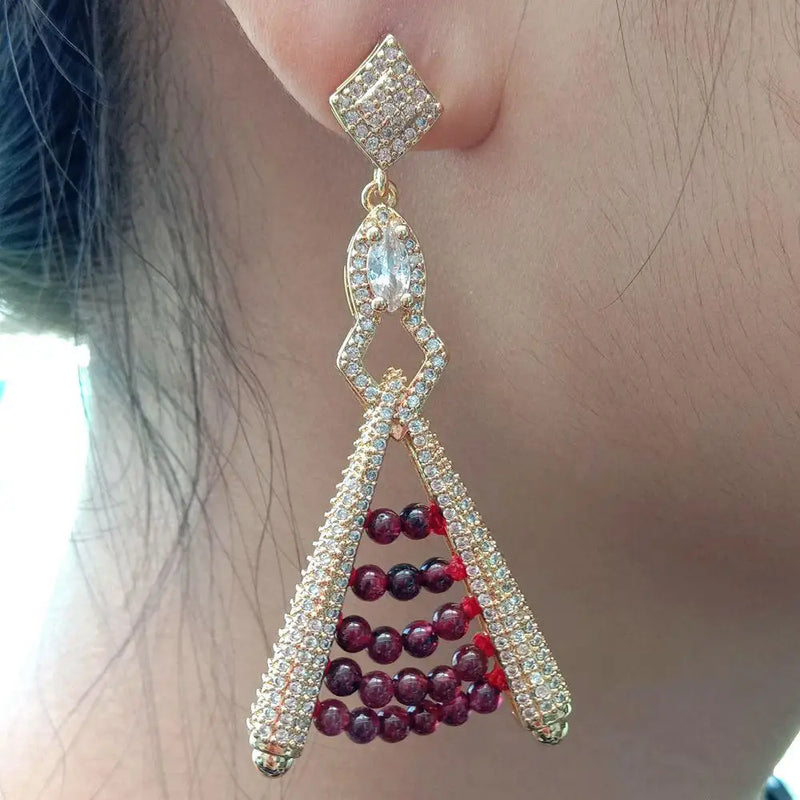 Vintage Red Garnet Stud Earrings Bridal Wedding Jewelry