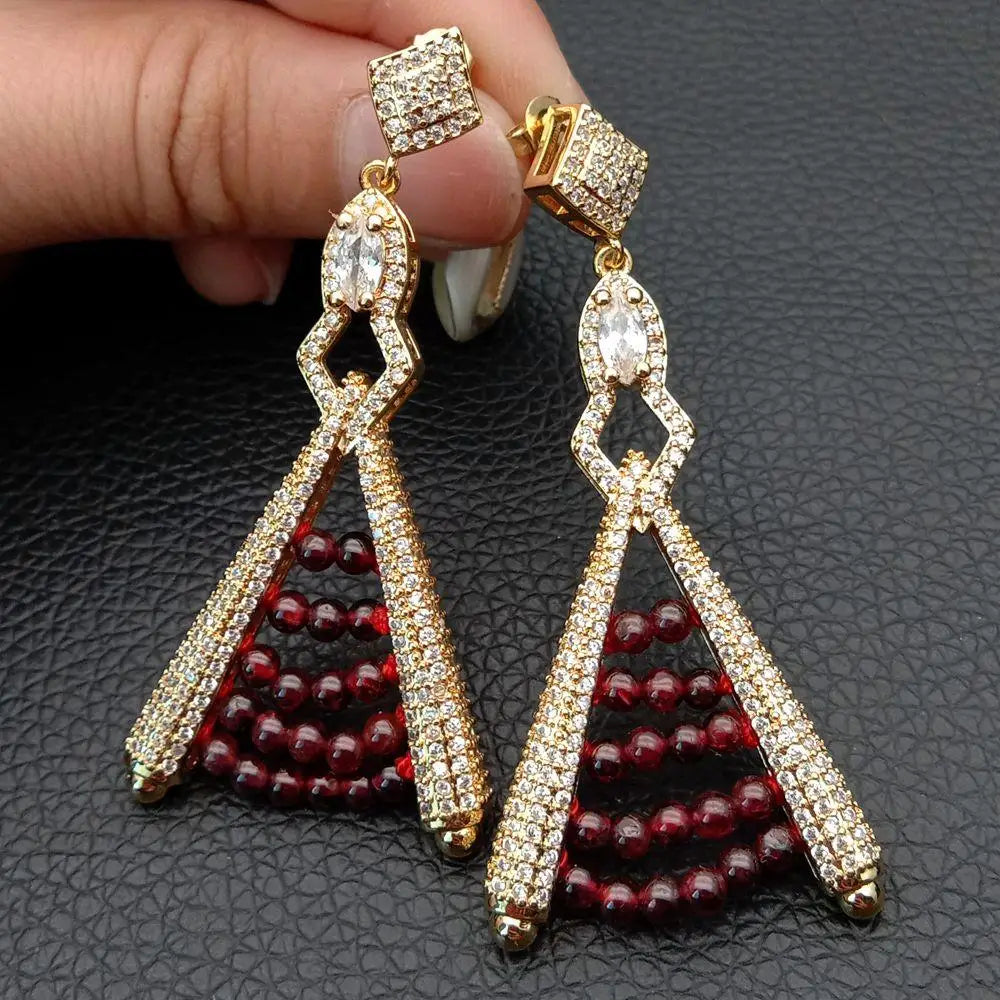 Vintage Red Garnet Stud Earrings Bridal Wedding Jewelry