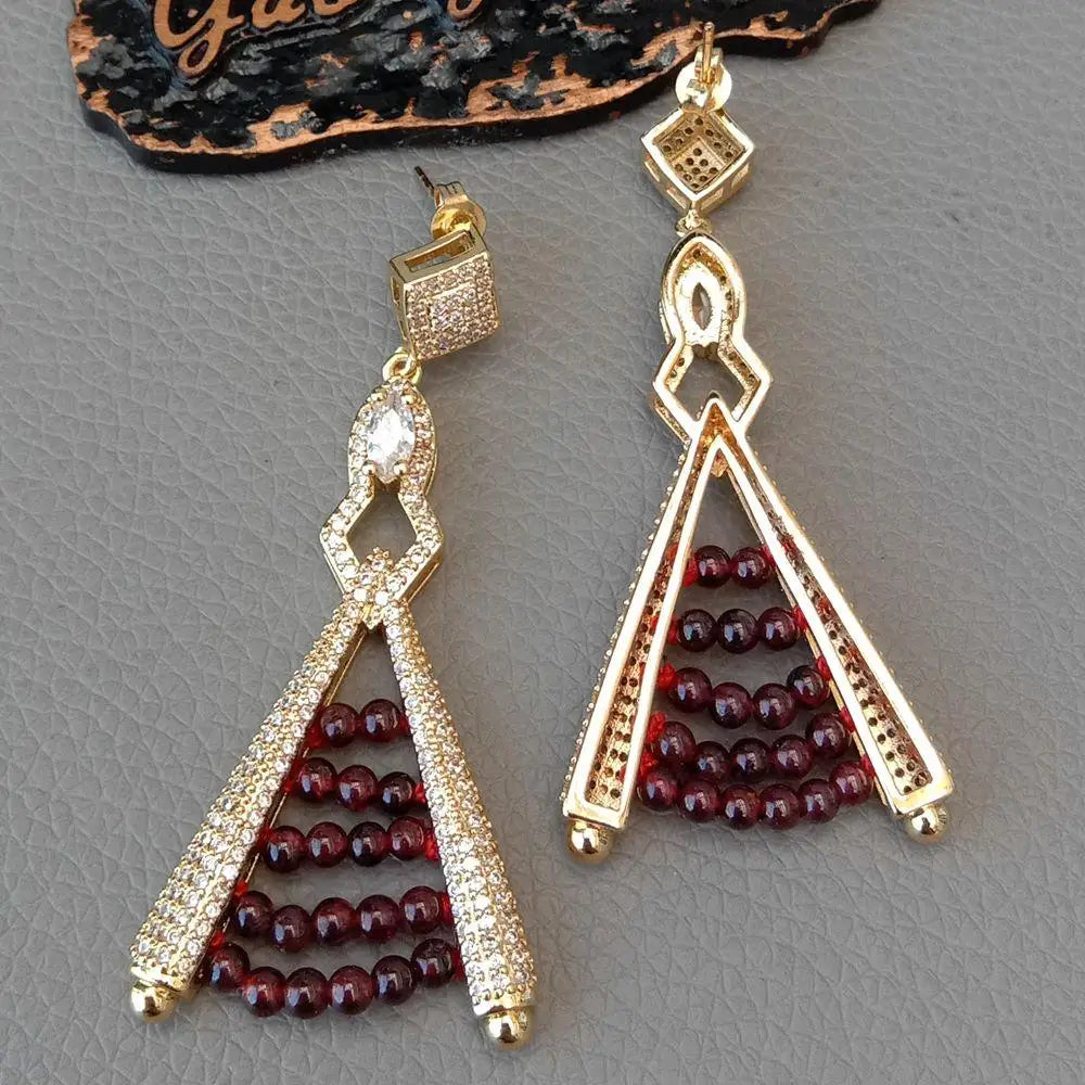 Vintage Red Garnet Stud Earrings Bridal Wedding Jewelry