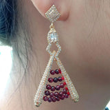 Vintage Red Garnet Stud Earrings Bridal Wedding Jewelry