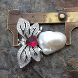 YYGEM Butterfly CZ Micro Pave Pearl Brooch
