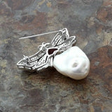 YYGEM Butterfly CZ Micro Pave Pearl Brooch