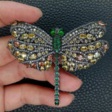 Dragonfly CZ Micro Pave Gunmetal Plated Animal Brooch