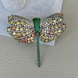 Dragonfly CZ Micro Pave Gunmetal Plated Animal Brooch