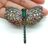 Dragonfly CZ Micro Pave Gunmetal Plated Animal Brooch