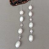 YYGEM Rice Freshwater Pearl Cz Wrap Hook Earrings