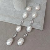 YYGEM Rice Freshwater Pearl Cz Wrap Hook Earrings