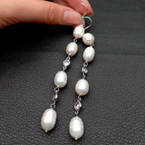 YYGEM Rice Freshwater Pearl Cz Wrap Hook Earrings