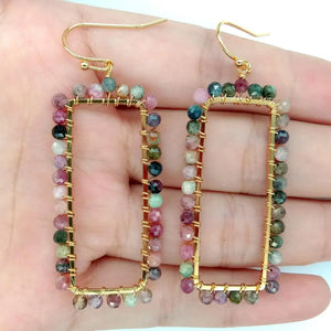 3MM Rainbow Tourmaline Round Earrings