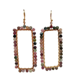 3MM Rainbow Tourmaline Round Earrings
