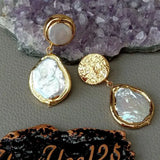 YYGEM Cultured Coin Pearl Stud Earrings
