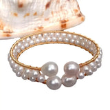 YYGEM Cultured Pearl Bangle Bracelet for Women