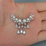 YYGEM Freshwater Pearl CZ Pave Silver Brooch