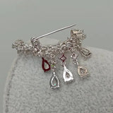 YYGEM Freshwater Pearl CZ Pave Silver Brooch