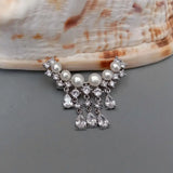 YYGEM Freshwater Pearl CZ Pave Silver Brooch