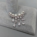 YYGEM Freshwater Pearl CZ Pave Silver Brooch