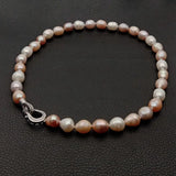 YYGEM Freshwater Pearl Choker Necklace with CZ Pave Clasp