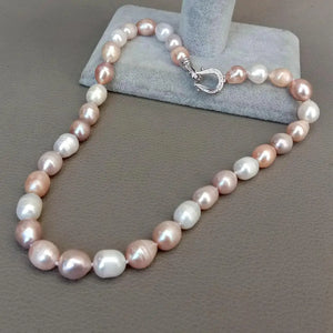 YYGEM Freshwater Pearl Choker Necklace with CZ Pave Clasp