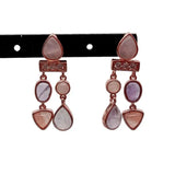 Geometric Amethyst Rose Quartz Stud Earrings for Women