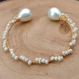 YYGEM Freshwater Pearl Adjustable Bangle Bracelet