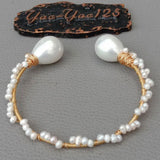 YYGEM Freshwater Pearl Adjustable Bangle Bracelet