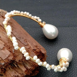 YYGEM Freshwater Pearl Adjustable Bangle Bracelet