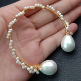 YYGEM Freshwater Pearl Adjustable Bangle Bracelet
