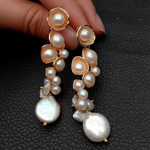 YYGEM Pearl Plated Stud Earrings Wedding Flower Women