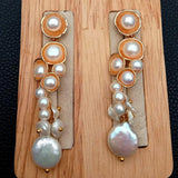YYGEM Pearl Plated Stud Earrings Wedding Flower Women