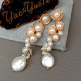 YYGEM Pearl Plated Stud Earrings Wedding Flower Women
