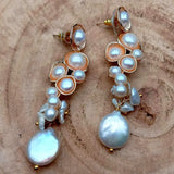 YYGEM Pearl Plated Stud Earrings Wedding Flower Women