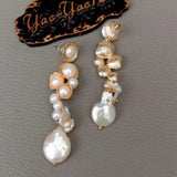 YYGEM Pearl Plated Stud Earrings Wedding Flower Women