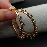 YYGEM Flameball Baroque Pearl Chandelier Earrings