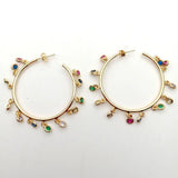 YYGEM Flameball Baroque Pearl Chandelier Earrings