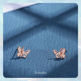 2 Colors CZ Butterfly Stud Earrings for Women Anniversary Party