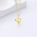 925 Sterling Silver Necklace Love Heart Photo Frame Pendant Couple Gift