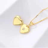 925 Sterling Silver Necklace Love Heart Photo Frame Pendant Couple Gift