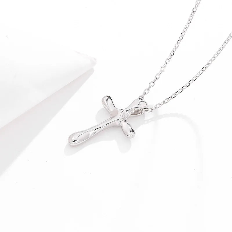 925 Silver Cross Pendant Necklace for Women Girls Clavicle Chain Gift