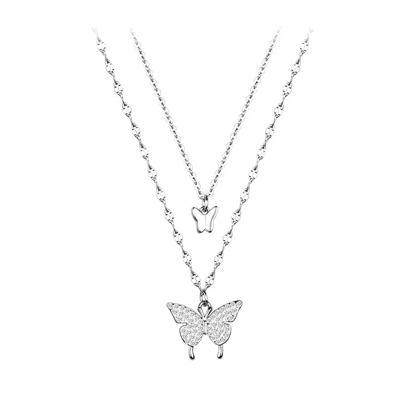 Butterfly Necklace for Women Zircon Collarbone Chains Jewelry