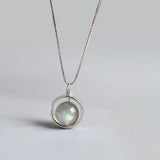 Moonstone 925 Silver Pendant Necklace for Women Box Chain Gift