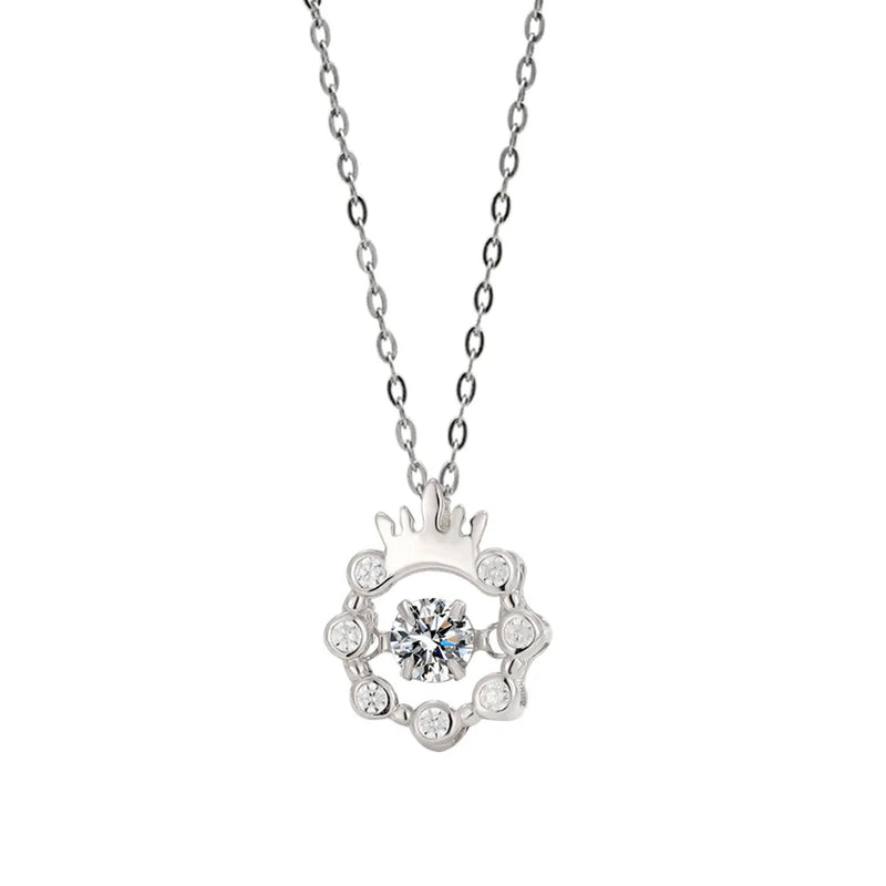 Sterling Silver Necklace 925 Women Crown Pendant Collarbone Chain Birthday Gift
