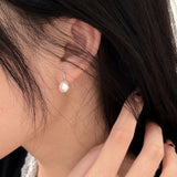 Elagant S925 Silver Earrings Texture Pearl Dangle Christmas Gift