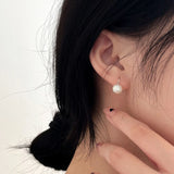 Elagant S925 Silver Earrings Texture Pearl Dangle Christmas Gift