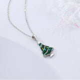 925 Silver Christmas Tree Pendant Necklace Zircon Chain