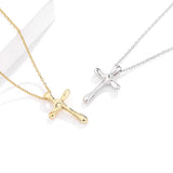 925 Silver Cross Zircon Pendant Necklace Christmas Gift