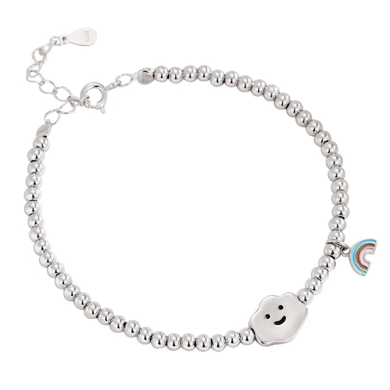 Cloud Rainbow Bracelet 925 Sterling Silver Beads Chain Birthday Gift