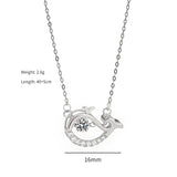 Dolphin Pendant Necklace Inlaid Zircons Sterling Silver 925