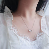 Dolphin Pendant Necklace Inlaid Zircons Sterling Silver 925