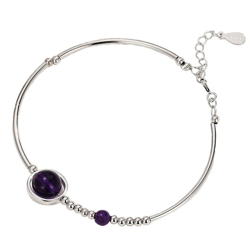 925 Sterling Silver Amethyst Bracelet for Women - Party Jewelry